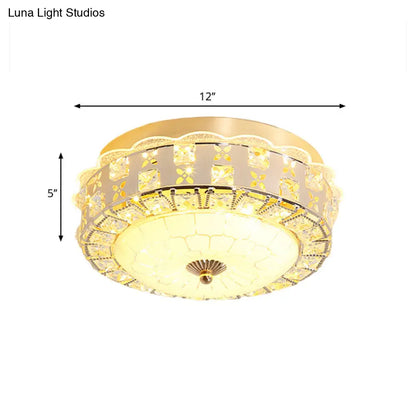 DecorBites™ DecorBites™ Gold Flush Mount LED Crystal Drum Hallway Lighting
