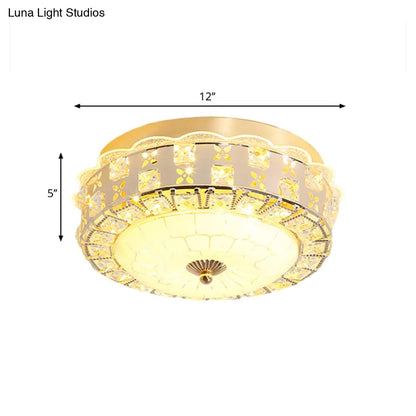 DecorBites™ DecorBites™ Gold Flush Mount LED Crystal Drum Hallway Lighting