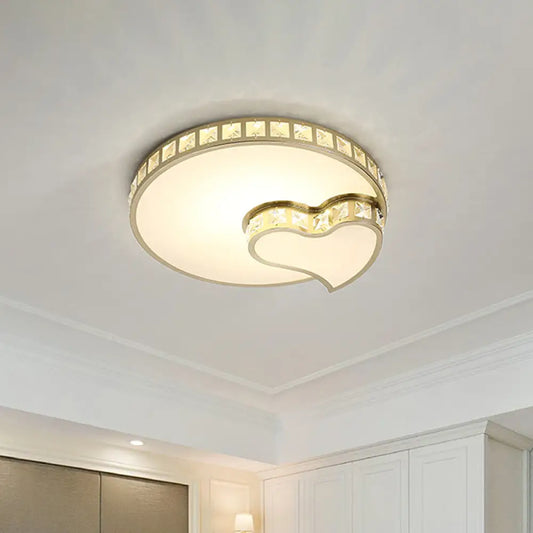 DecorBites™ DecorBites™ Gold Flushmount LED Ceiling Light with Cut Crystal Heart & Round Design - Simple Style