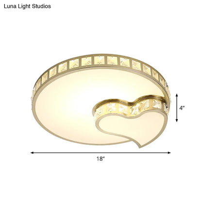 DecorBites™ DecorBites™ Gold Flushmount LED Ceiling Light with Cut Crystal Heart & Round Design - Simple Style