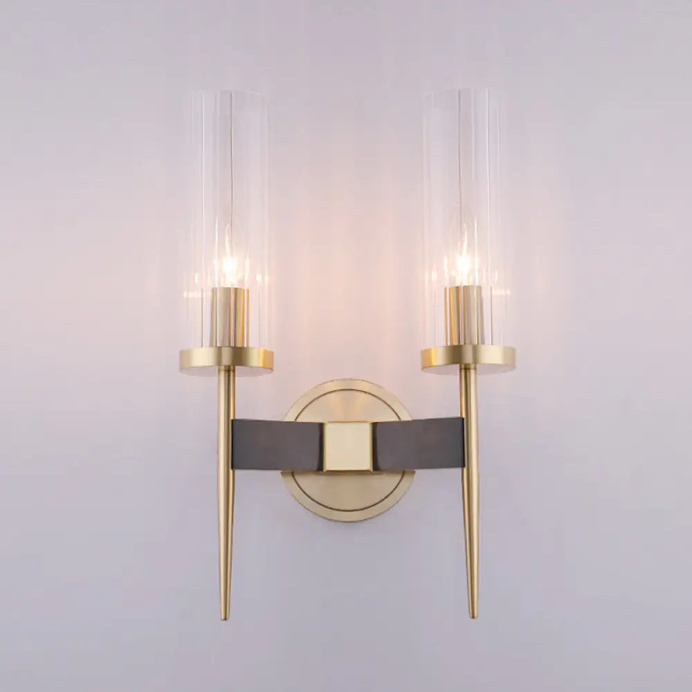 DecorBites™ Gold Fluted Glass Wall Mount Lamp - Simple Cylinder Light Fixture