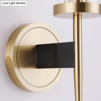 DecorBites™ Gold Fluted Glass Wall Mount Lamp - Simple Cylinder Light Fixture