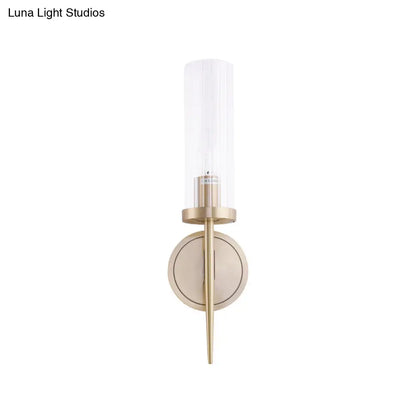 DecorBites™ Gold Fluted Glass Wall Mount Lamp - Simple Cylinder Light Fixture