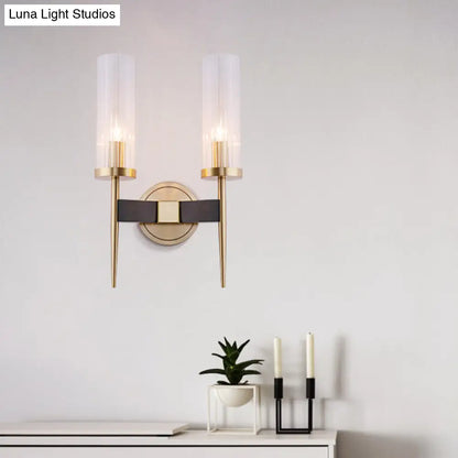 DecorBites™ Gold Fluted Glass Wall Mount Lamp - Simple Cylinder Light Fixture