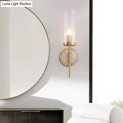 DecorBites™ Gold Fluted Glass Wall Mount Lamp - Simple Cylinder Light Fixture