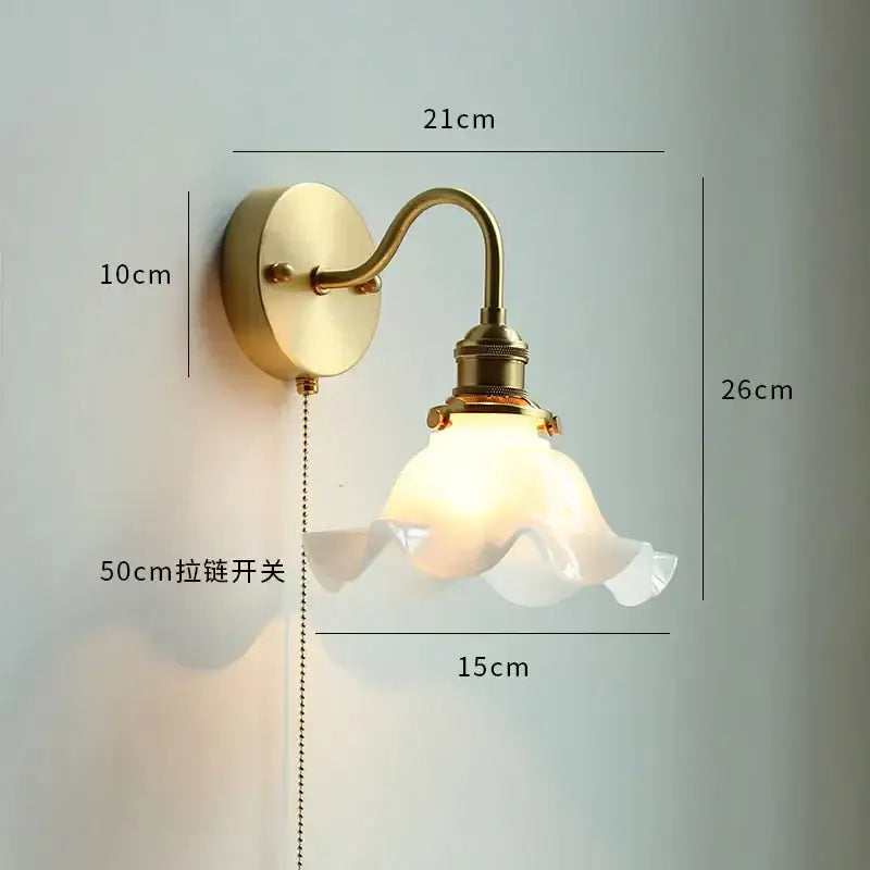 Vintage-style brass wall sconce with frosted gold fluted glass lampshade for elegant bedroom decorbites copper wall lamp