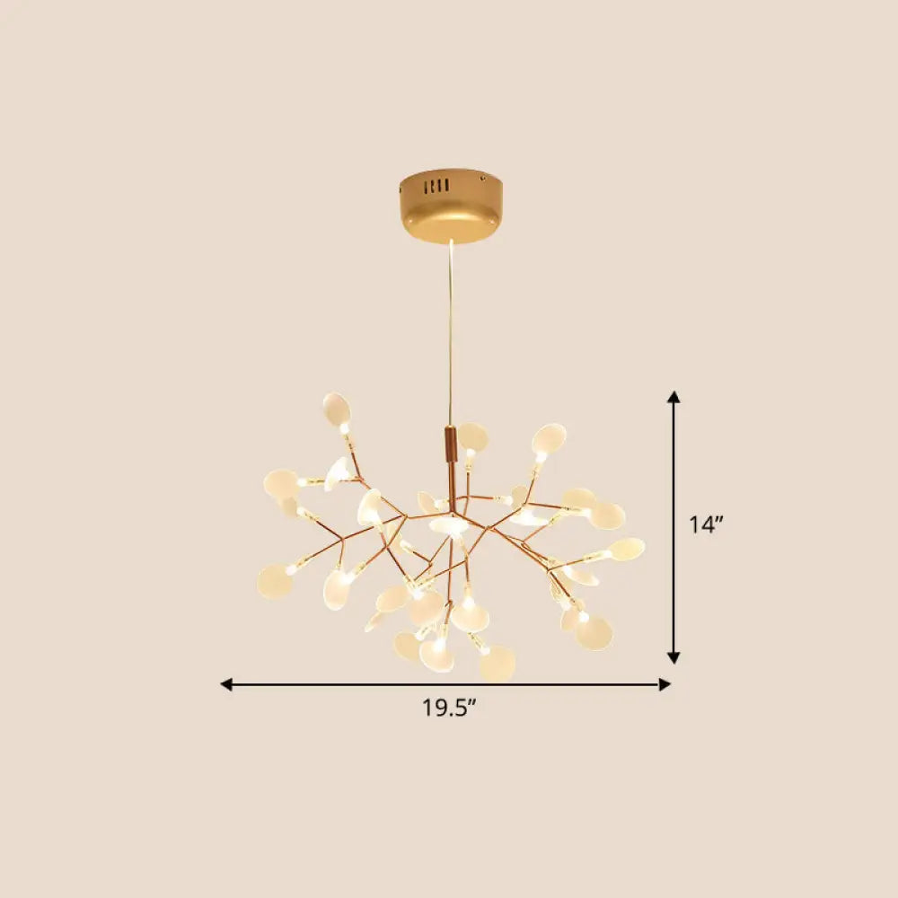Gold Foliage Pendant Chandelier: Acrylic Simplicity for Dining Room