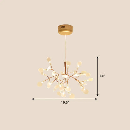 Gold Foliage Pendant Chandelier: Acrylic Simplicity for Dining Room