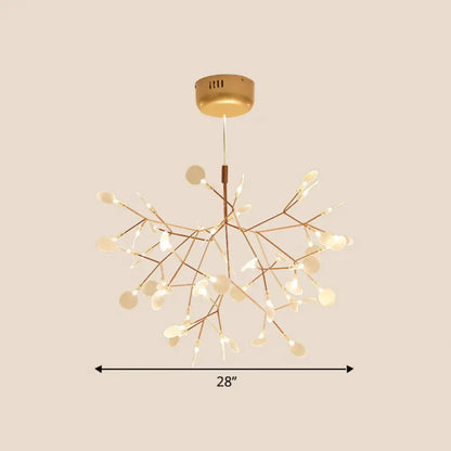 Gold Foliage Pendant Chandelier: Acrylic Simplicity for Dining Room