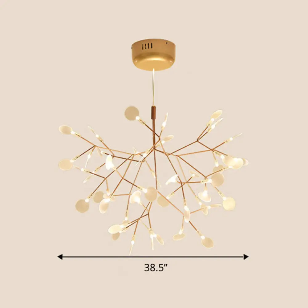 Gold Foliage Pendant Chandelier: Acrylic Simplicity for Dining Room
