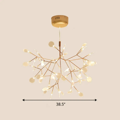 Gold Foliage Pendant Chandelier: Acrylic Simplicity for Dining Room