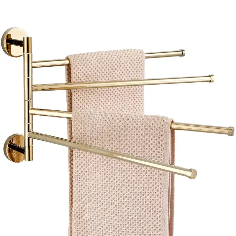 Gold four tier copper swivel towel rack with sleek metallic design wall mount holder for bathroom decorbites copper swivel