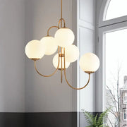 Gold frosted glass ball led pendant chandelier with five frosted glass globe shades for kitchen lighting decorbites glass ball