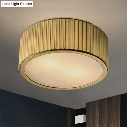 DecorBites™ DecorBites™ Gold Frosted Glass Ceiling Fixture - 3-Bulb Circular Flush Mount Recessed Lighting - 12"/16" Wide