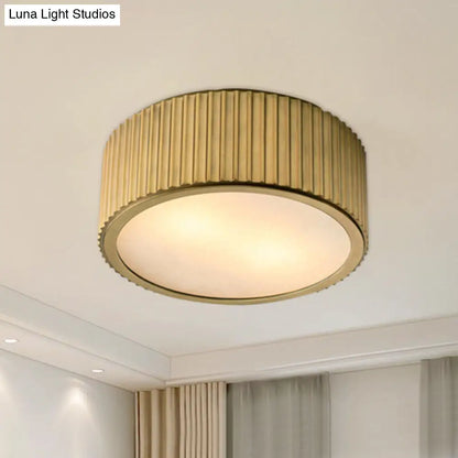 DecorBites™ DecorBites™ Gold Frosted Glass Ceiling Fixture - 3-Bulb Circular Flush Mount Recessed Lighting - 12"/16" Wide