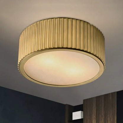 DecorBites™ DecorBites™ Gold Frosted Glass Ceiling Fixture - 3-Bulb Circular Flush Mount Recessed Lighting - 12"/16" Wide
