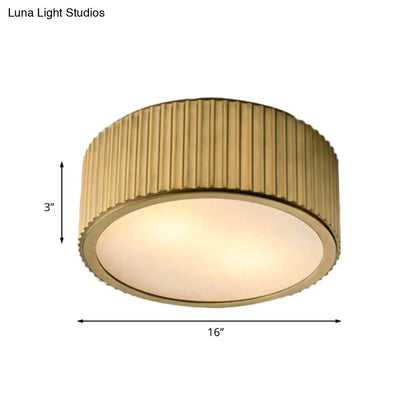 DecorBites™ DecorBites™ Gold Frosted Glass Ceiling Fixture - 3-Bulb Circular Flush Mount Recessed Lighting - 12"/16" Wide