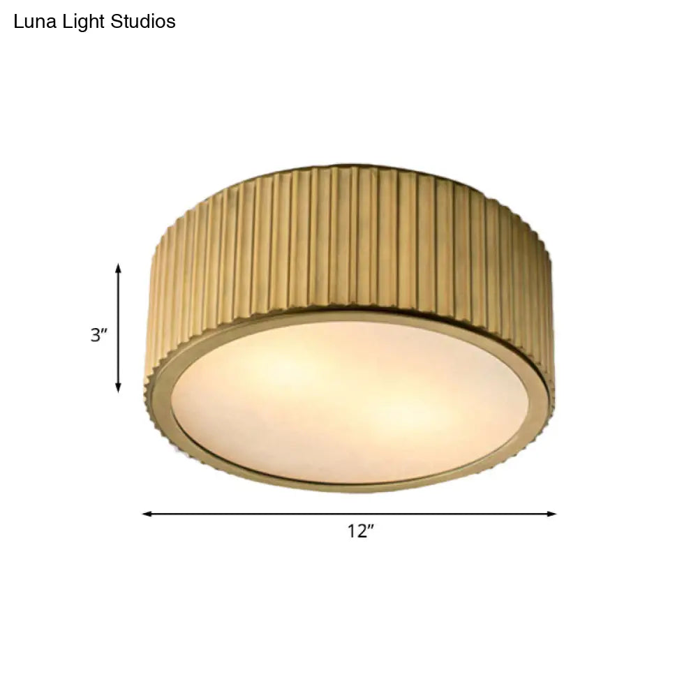 DecorBites™ DecorBites™ Gold Frosted Glass Ceiling Fixture - 3-Bulb Circular Flush Mount Recessed Lighting - 12"/16" Wide