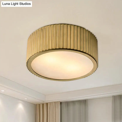 DecorBites™ DecorBites™ Gold Frosted Glass Ceiling Fixture - 3-Bulb Circular Flush Mount Recessed Lighting - 12"/16" Wide