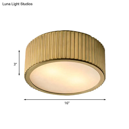 DecorBites™ DecorBites™ Gold Frosted Glass Ceiling Fixture - 3-Bulb Circular Flush Mount Recessed Lighting - 12"/16" Wide