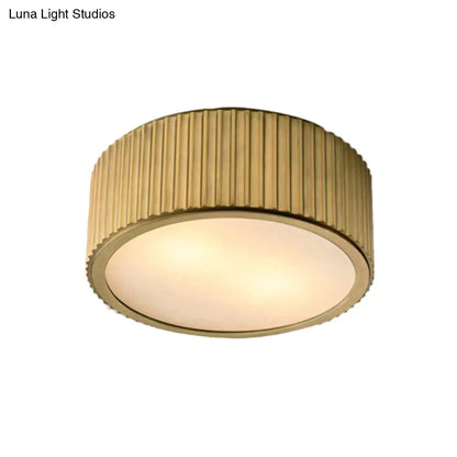 DecorBites™ DecorBites™ Gold Frosted Glass Ceiling Fixture - 3-Bulb Circular Flush Mount Recessed Lighting - 12"/16" Wide