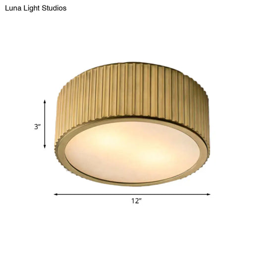 DecorBites™ DecorBites™ Gold Frosted Glass Ceiling Fixture - 3-Bulb Circular Flush Mount Recessed Lighting - 12"/16" Wide