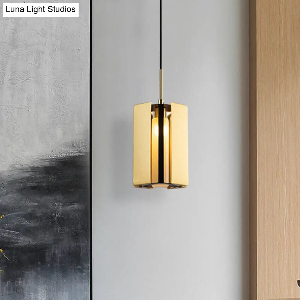 Gold Geometric Bedside Pendant Light - Modern LED Hanging Lamp