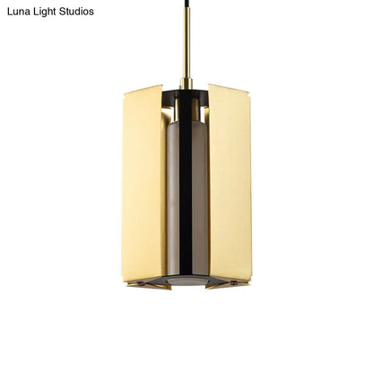 Gold Geometric Bedside Pendant Light - Modern LED Hanging Lamp