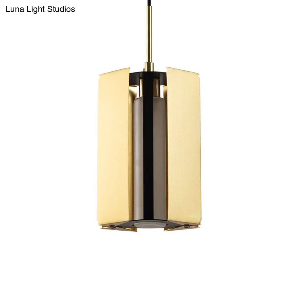 Gold Geometric Bedside Pendant Light - Modern LED Hanging Lamp