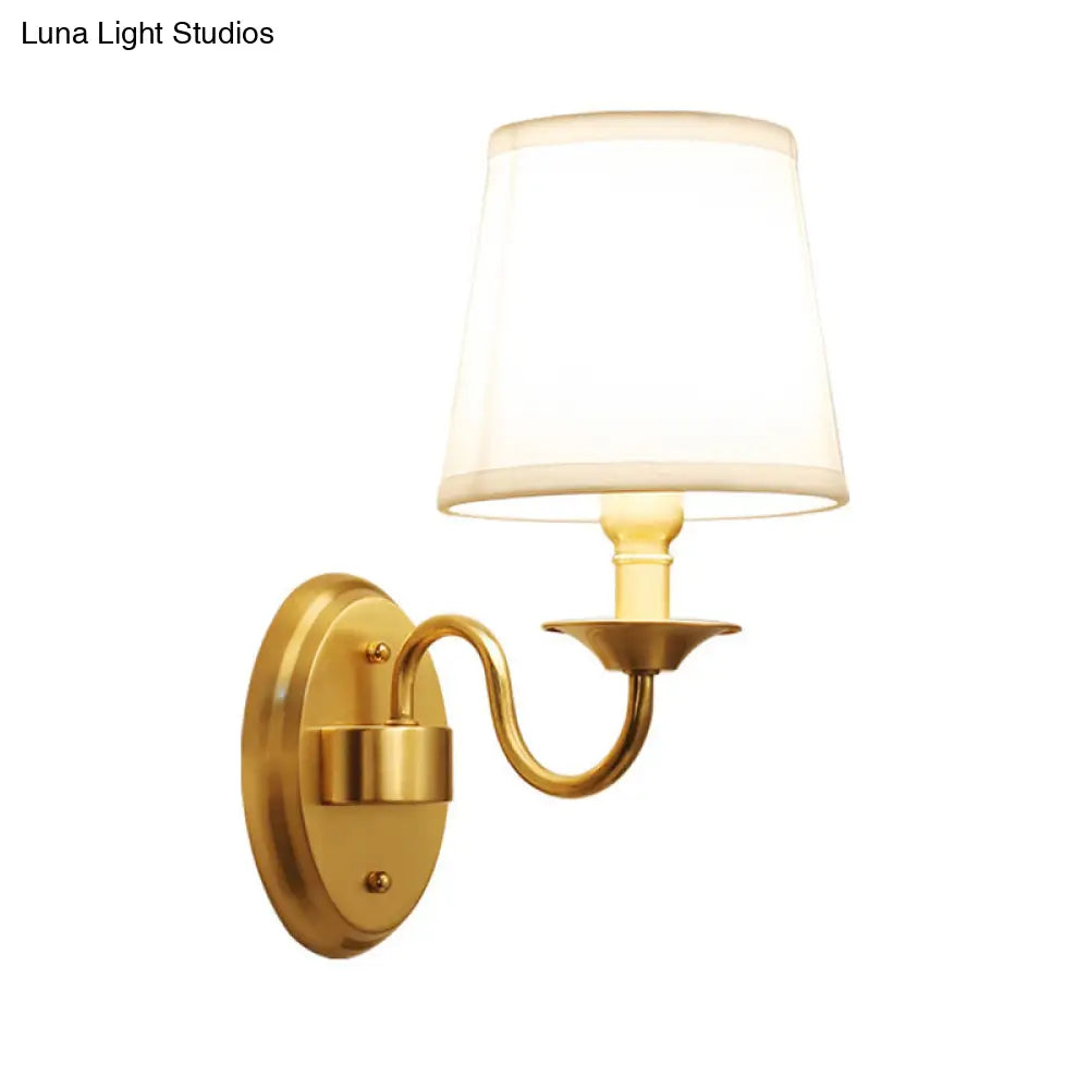 DecorBites™ DecorBites™ Gold Geometric Fabric Wall Sconce Lamp - 1 Head Wall Lighting Fixture with Simplicity Design