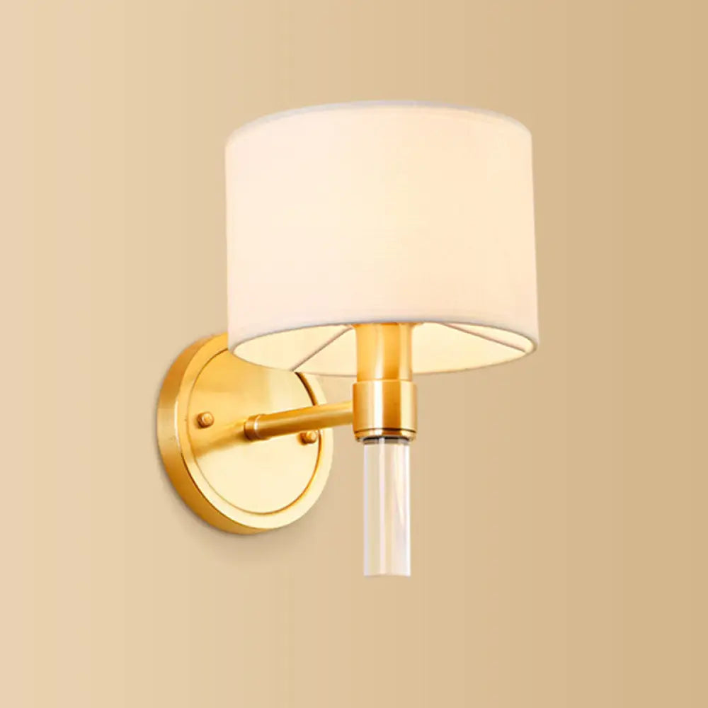 DecorBites™ DecorBites™ Gold Geometric Fabric Wall Sconce Lamp - 1 Head Wall Lighting Fixture with Simplicity Design