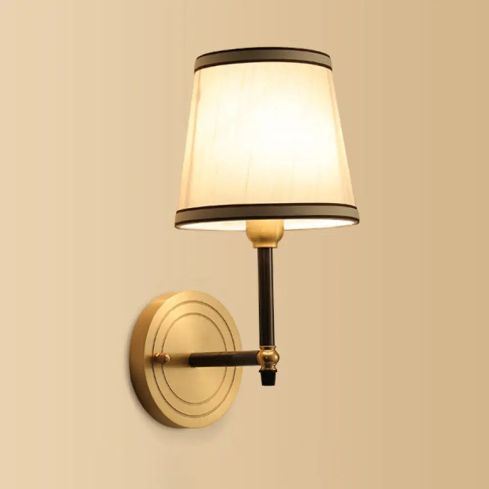 DecorBites™ DecorBites™ Gold Geometric Fabric Wall Sconce Lamp - 1 Head Wall Lighting Fixture with Simplicity Design