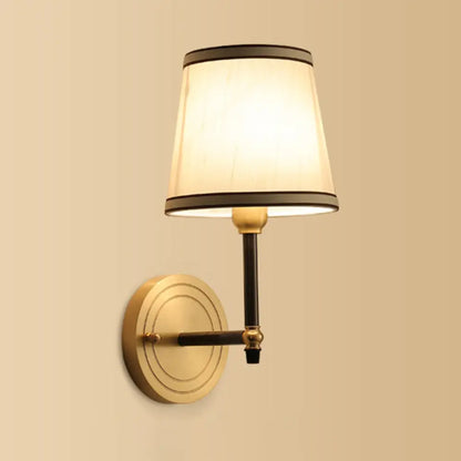 DecorBites™ DecorBites™ Gold Geometric Fabric Wall Sconce Lamp - 1 Head Wall Lighting Fixture with Simplicity Design