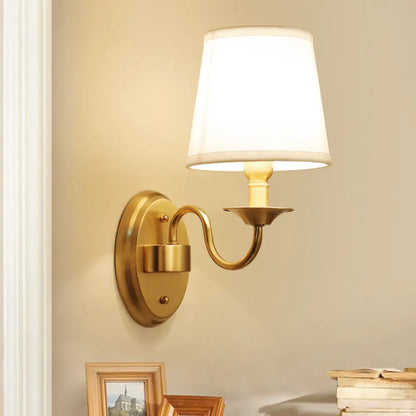 DecorBites™ DecorBites™ Gold Geometric Fabric Wall Sconce Lamp - 1 Head Wall Lighting Fixture with Simplicity Design