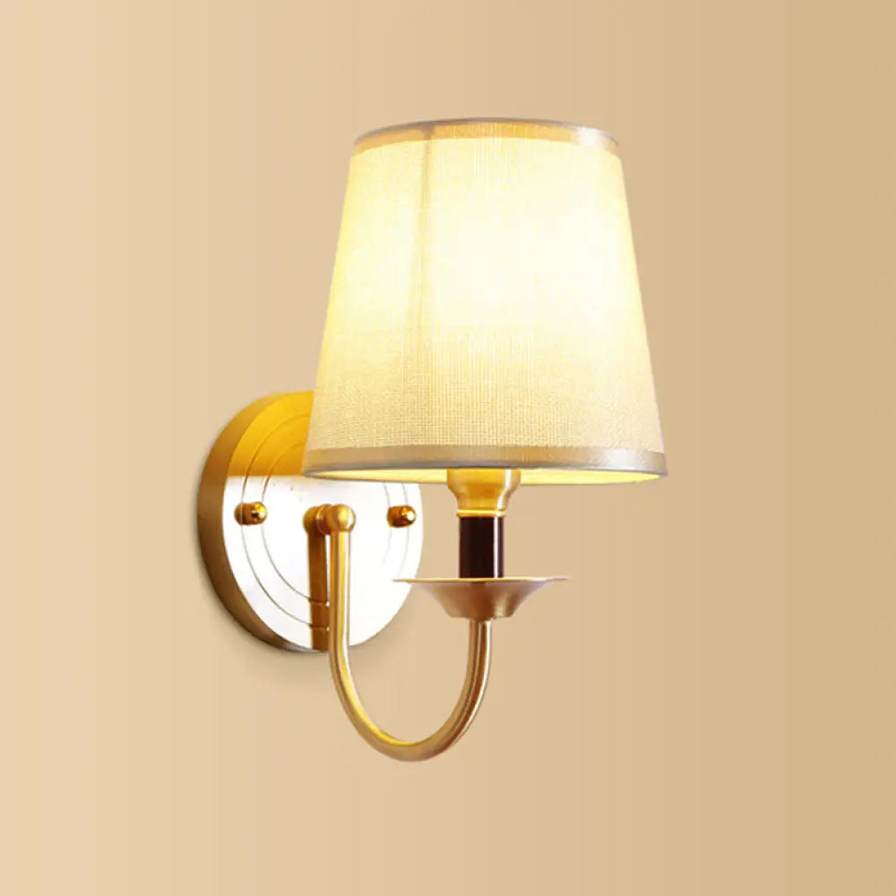 DecorBites™ DecorBites™ Gold Geometric Fabric Wall Sconce Lamp - 1 Head Wall Lighting Fixture with Simplicity Design