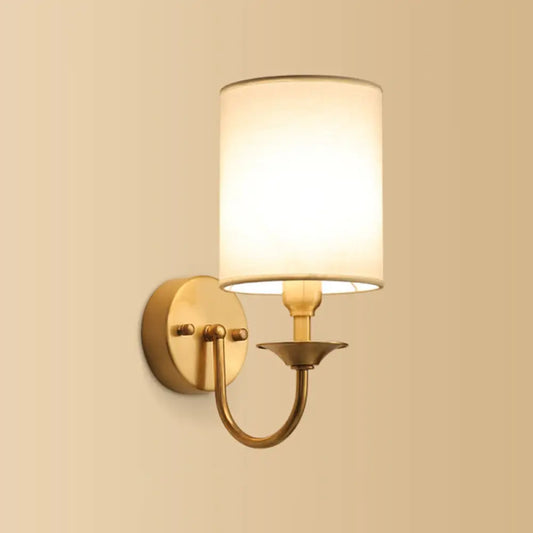 DecorBites™ DecorBites™ Gold Geometric Fabric Wall Sconce Lamp - 1 Head Wall Lighting Fixture with Simplicity Design