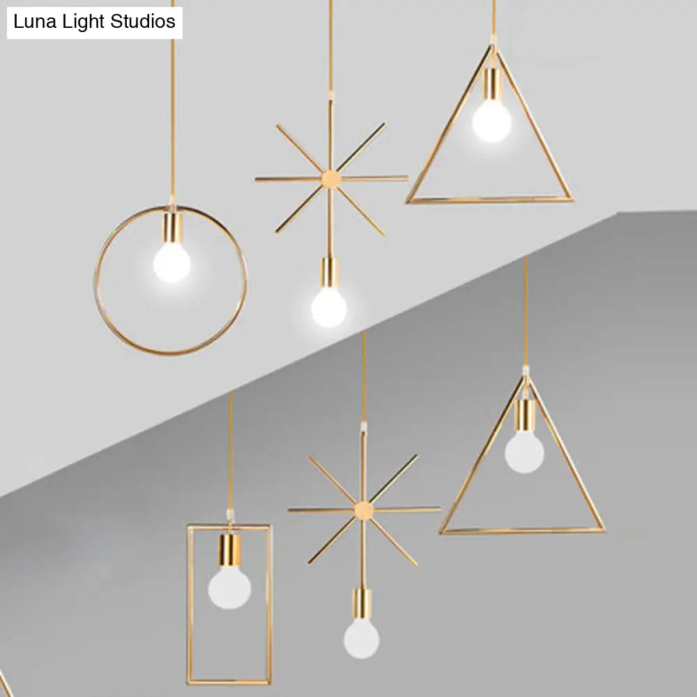 Gold Geometric Pendant Light - Nordic Metal - Dining Room Suspension