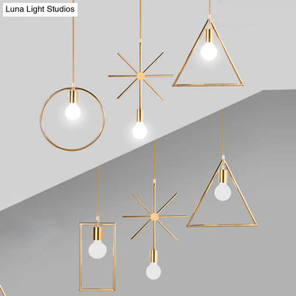 Gold Geometric Pendant Light - Nordic Metal - Dining Room Suspension