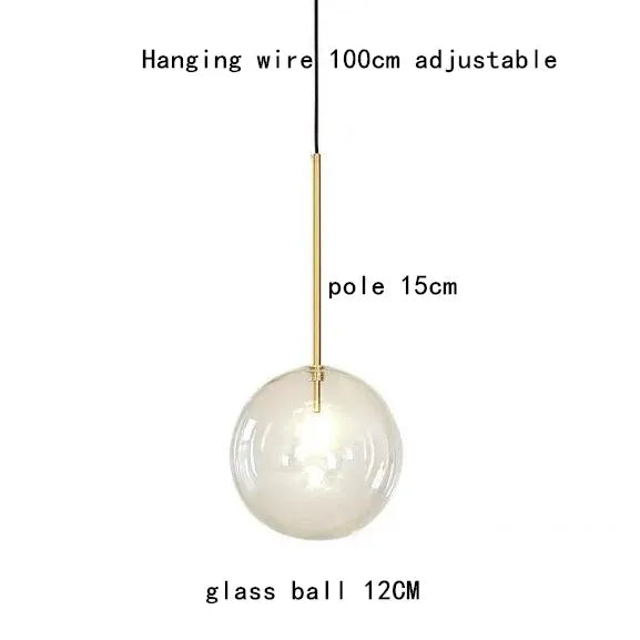 Gold Glass Bubble Chandelier for Dining Room - 1 head 12cm / Cold White - Chandelier