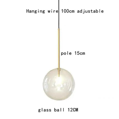 Gold Glass Bubble Chandelier for Dining Room - 1 head 12cm / Cold White - Chandelier