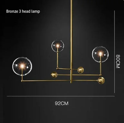 Gold Glass Bubble Chandelier for Dining Room - 3 head gold / Cold White - Chandelier