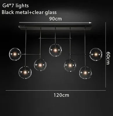 Gold Glass Bubble Chandelier for Dining Room - 7 head black / Cold White - Chandelier