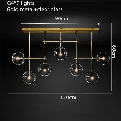 Gold Glass Bubble Chandelier for Dining Room - 7 head gold / Cold White - Chandelier