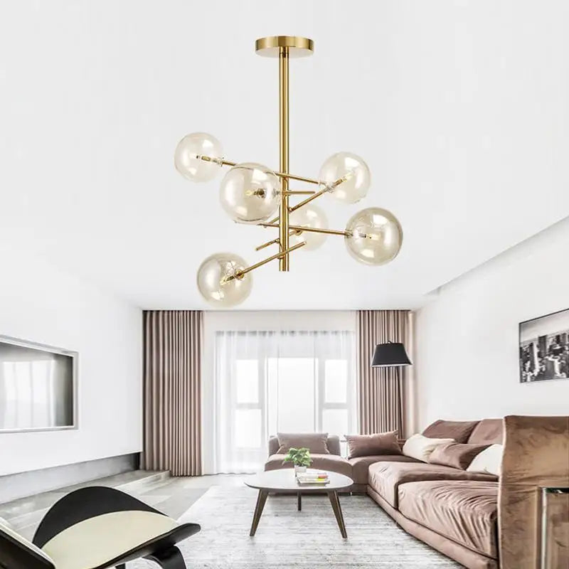 Gold Glass Bubble Chandelier for Dining Room - Chandelier