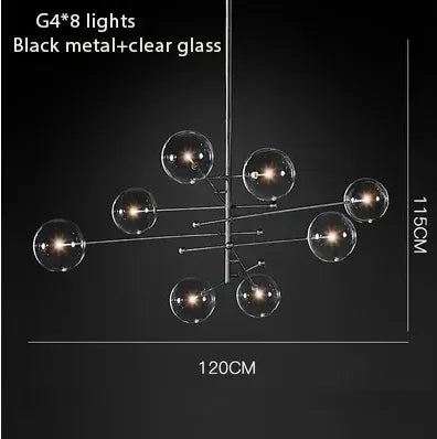 Gold Glass Bubble Chandelier for Dining Room - 8 head black / Cold White - Chandelier