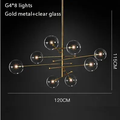 Gold Glass Bubble Chandelier for Dining Room - 8 head gold / Cold White - Chandelier