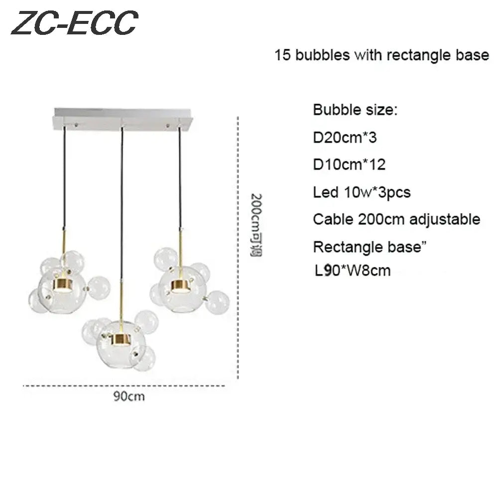 Gold glass bubble led chandelier with modern glass bubble pendant lights and gold-toned metal accents for dining room decorbites glass bubble