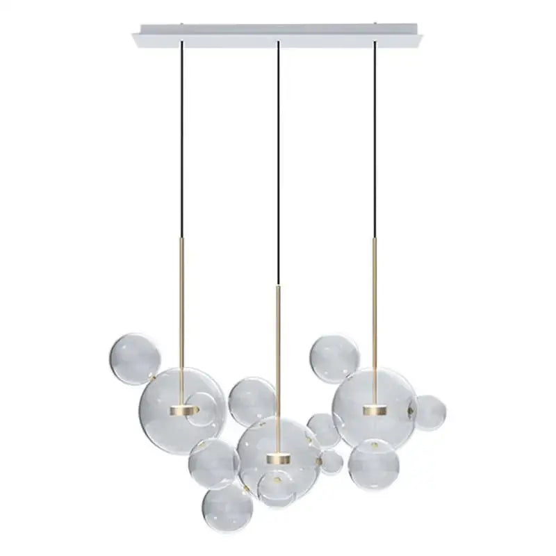 Modern gold decorbites glass bubble led chandelier with white rectangular ceiling mount for dining room lighting