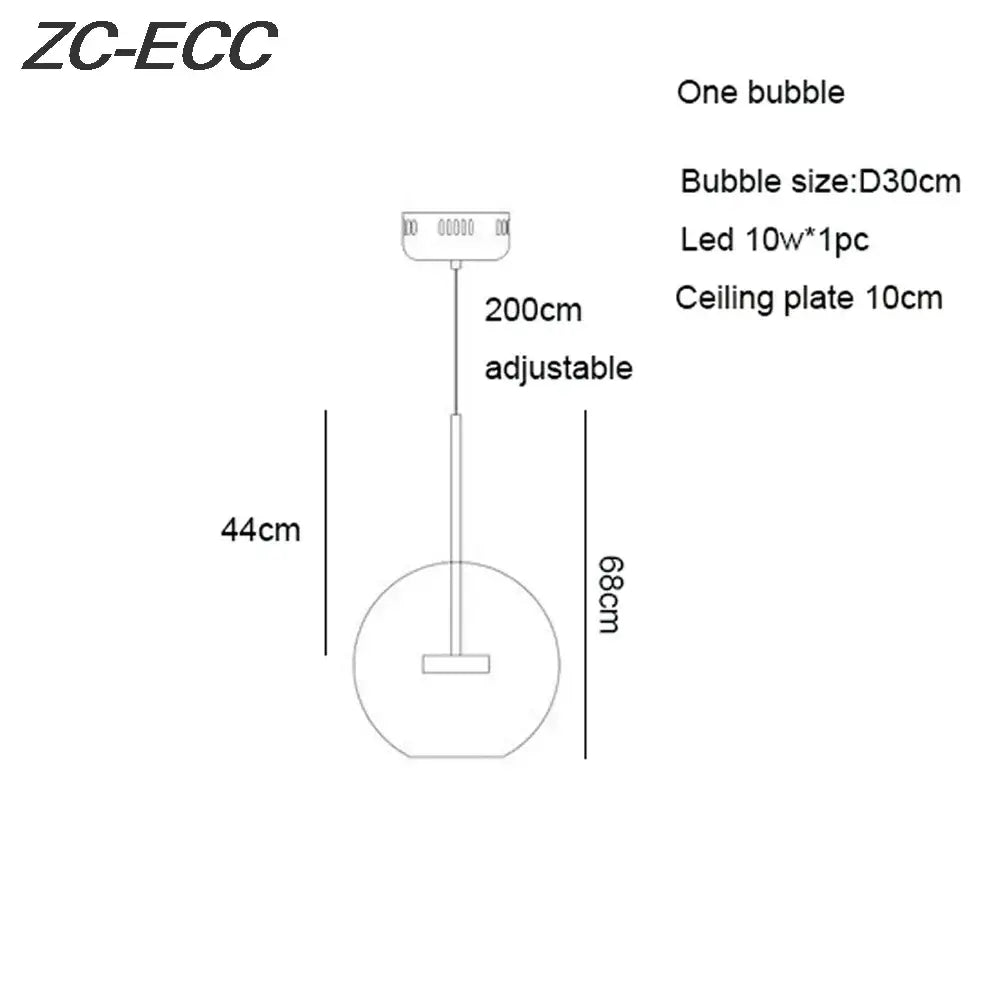 Gold glass bubble led chandelier by Zc-ecc with 30cm glass bubble shade and adjustable 200cm cable for dining room lighting