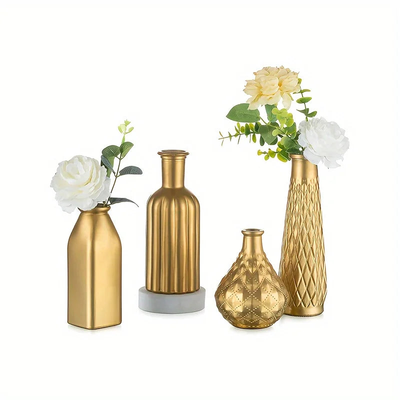 Gold Glass Vase - Antique Art Style Home Decor - 4Pcs / United States - Vase
